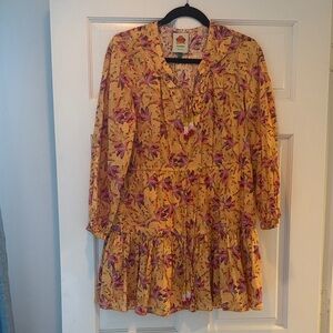 FARM Rio Vibrant Yellow and Pink Floral Dress